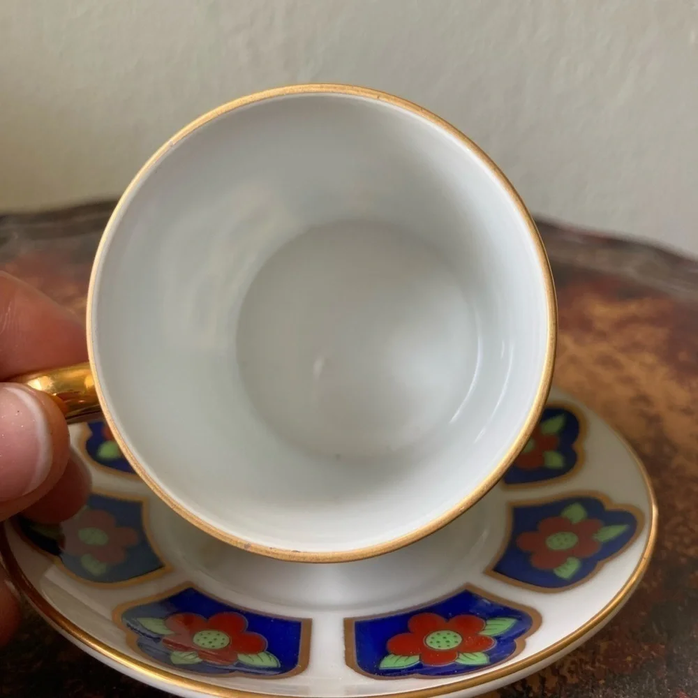 Fitz & Floyd Oriental Flower Demitasse Set
